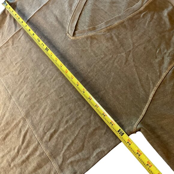 Poetry  Green V-Neck Oversized Boxy Tunic Top 3/4 Sleeve Hemp organic cotton L - Picture 7 of 8